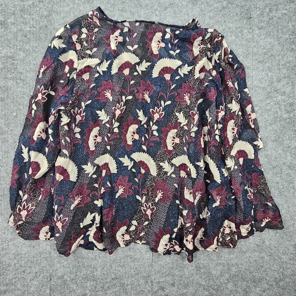 Lucky Brand Shirt Womens 2X Floral Boho Peasant Lined Layered Keyhole Western - Picture 7 of 7